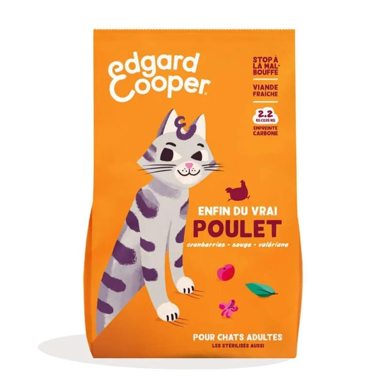 Croquettes pour chats adultes sans céréales poulet frais de Edgard & Cooper – photo produit