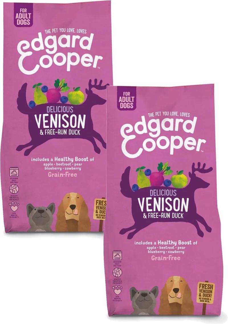 Delicious Venison Adult Hert&Eend&Appel - Hondenvoer - 2 x 12 kg Graanvrij de Edgard & Cooper – photo produit