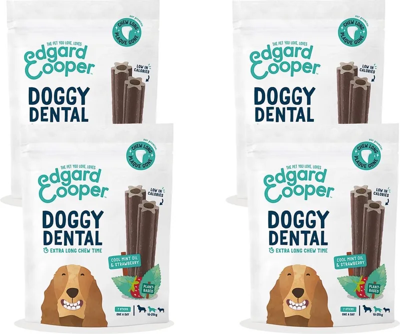 Doggy Dental Aardbei&Munt - Hondensnacks - 4 x M by Edgard & Cooper – product photo