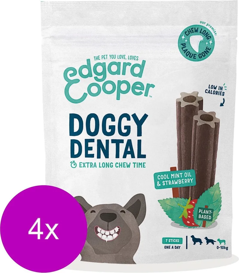 Doggy Dental Aardbei&Munt - Hondensnacks - 4 x S by Edgard & Cooper – product photo