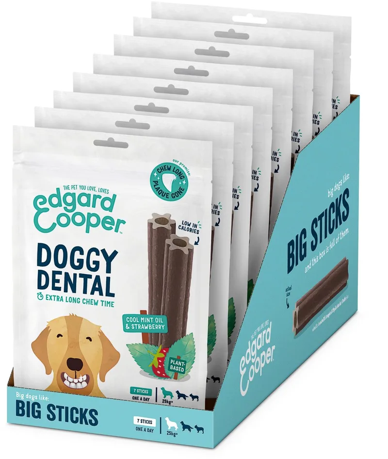 Doggy Dental Aardbei&Munt - Hondensnacks - 8 x L von Edgard & Cooper – Produktfoto