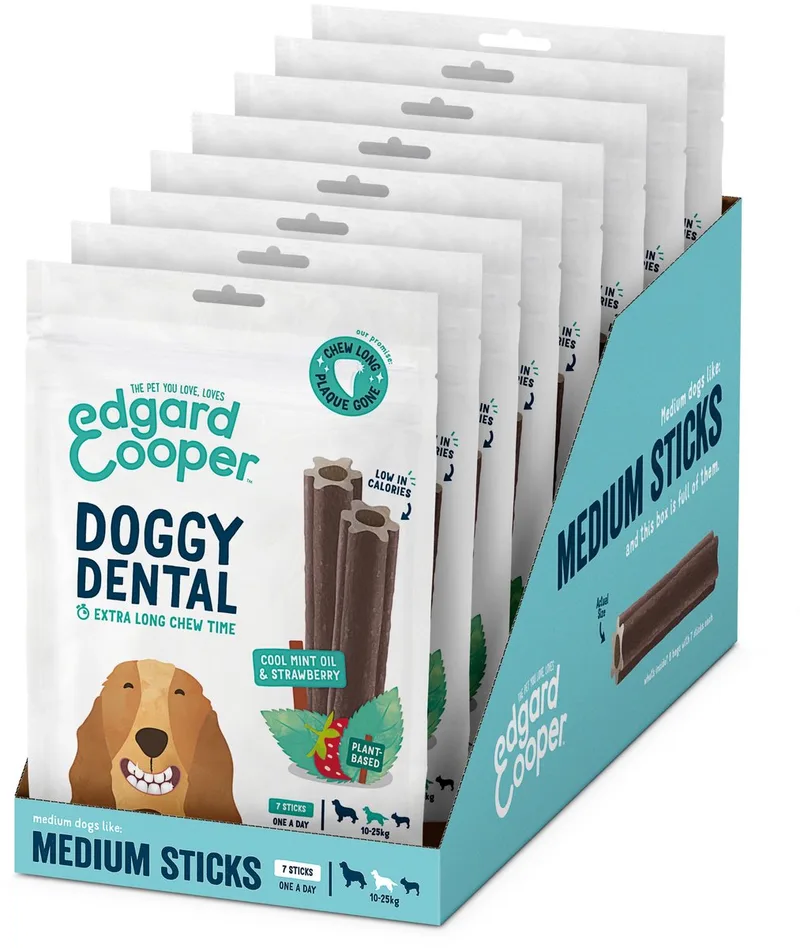 Doggy Dental Aardbei&Munt - Hondensnacks - 8 x M de Edgard & Cooper – photo produit