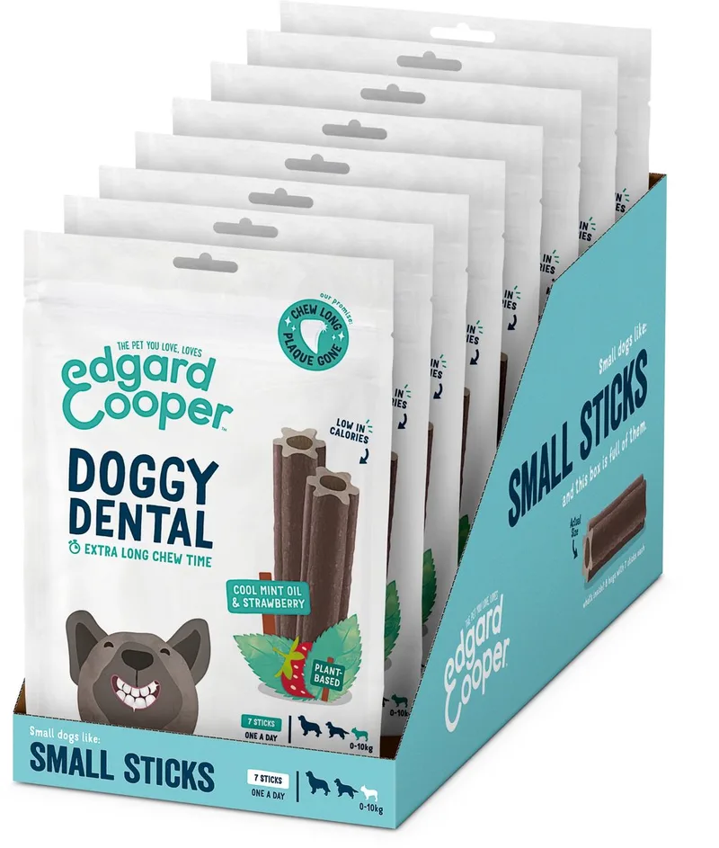 Doggy Dental Aardbei&Munt - Hondensnacks - 8 x S von Edgard & Cooper – Produktfoto