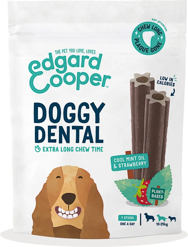 Doggy Dental Aardbei&Munt - Hondensnacks - M by Edgard & Cooper – product photo