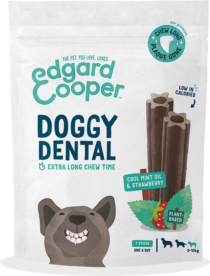 Doggy Dental Aardbei&Munt - Hondensnacks - S de Edgard & Cooper – photo produit