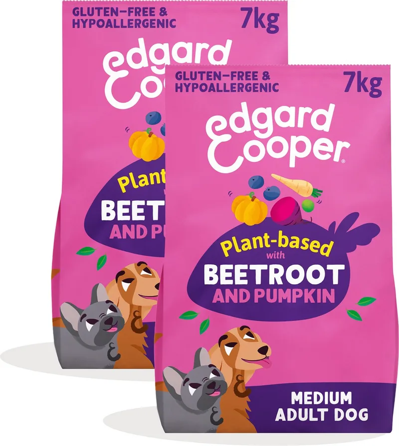Edgard & Cooper 2x Graanvrij Hondenvoer Droog, 100% Plantaardig (Rode Biet & Pompoen. 7kg), Hypoallergeen, Veganistisch Eiwit, Zonder Toegevoegde Suiker by Edgard & Cooper – product photo