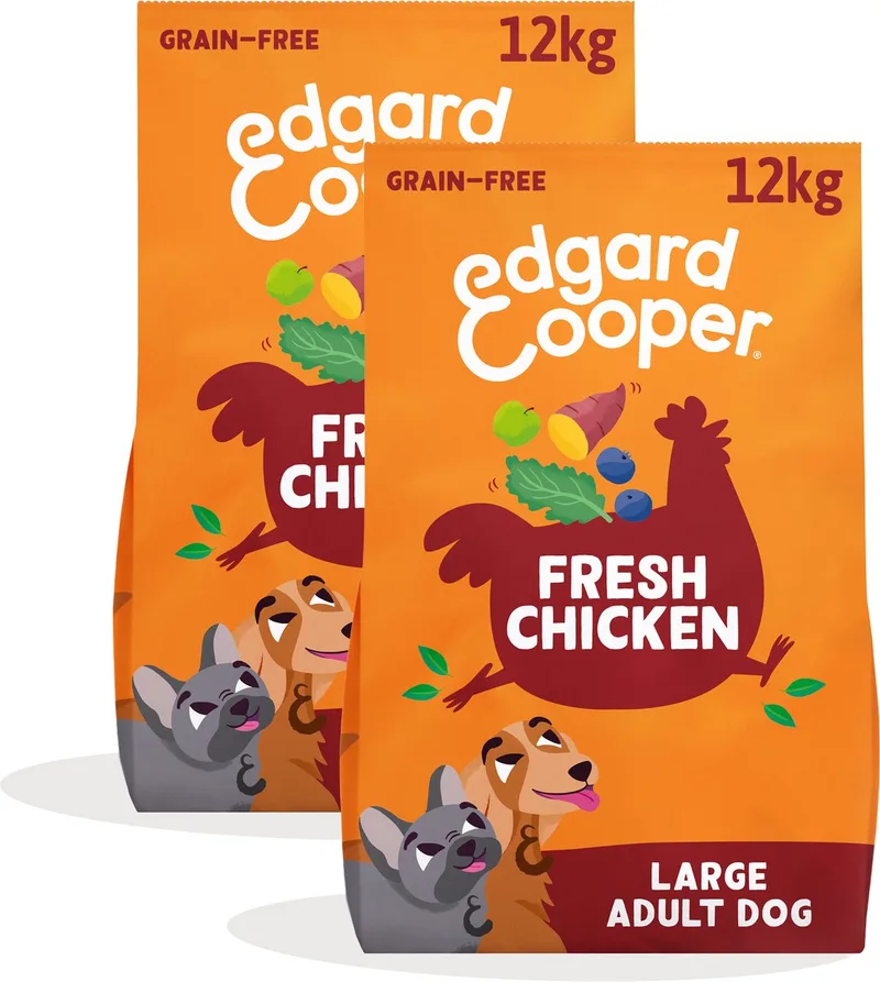 Edgard Cooper 2x Graanvrij Hondenvoer Droog, (Kip 12kg), Natuurlijke Brokken Droog Hondenvoer voor Volwassenen, Glutenvrij, Hypoallergeen, met Vers Vlees & Aminozuren de Edgard & Cooper – photo produit