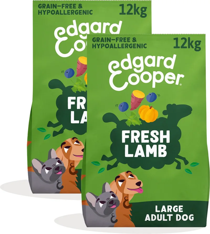 Edgard & Cooper 2x Graanvrij Hondenvoer Droog, (Lam 12kg), Natuurlijke Brokken Droogvoer voor Volwassen Honden, Vers Vlees, Hoog Eiwitgehalte, Glutenvrij, Non-GMO by Edgard & Cooper – product photo
