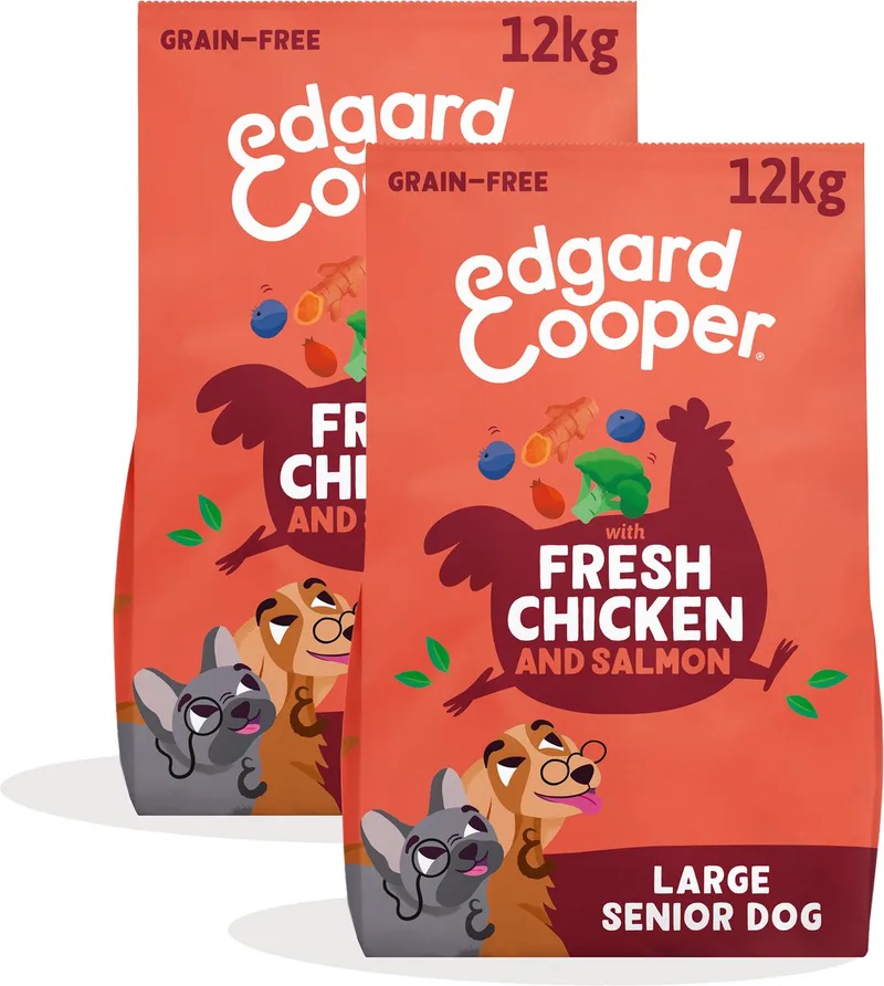Edgard Cooper 2x Graanvrij Hondenvoer Droog, (Senior Kip 12kg), Natuurlijke Brokken Droog Hondenvoer voor Volwassenen, Glutenvrij, Hypoallergeen, met Vers Vlees & Aminozuren von Edgard & Cooper – Produktfoto