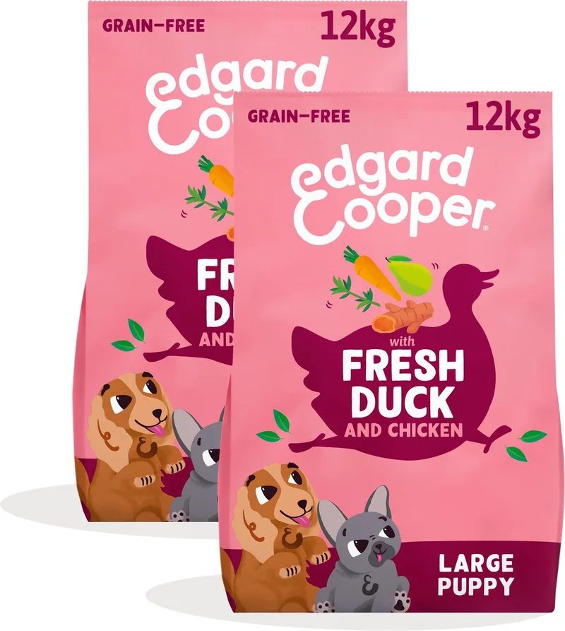 Edgard Cooper 2x Puppy Graanvrij Hondenvoer (Eend & Kip 12kg), Natuurlijke Hondenbrokken voor Puppy's, Glutenvrij, Hypoallergeen, met Vers Vlees & Aminozuren von Edgard & Cooper – Produktfoto