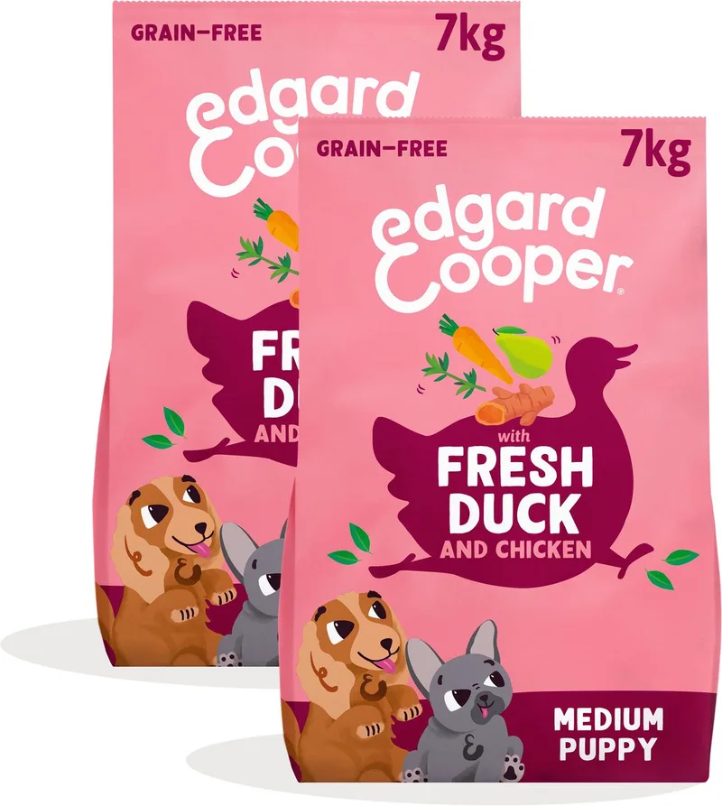 Edgard Cooper 2x Puppy Graanvrij Hondenvoer (Eend & Kip 7kg), Natuurlijke Hondenbrokken voor Puppy's, Glutenvrij, Hypoallergeen, met Vers Vlees & Aminozuren de Edgard & Cooper – photo produit