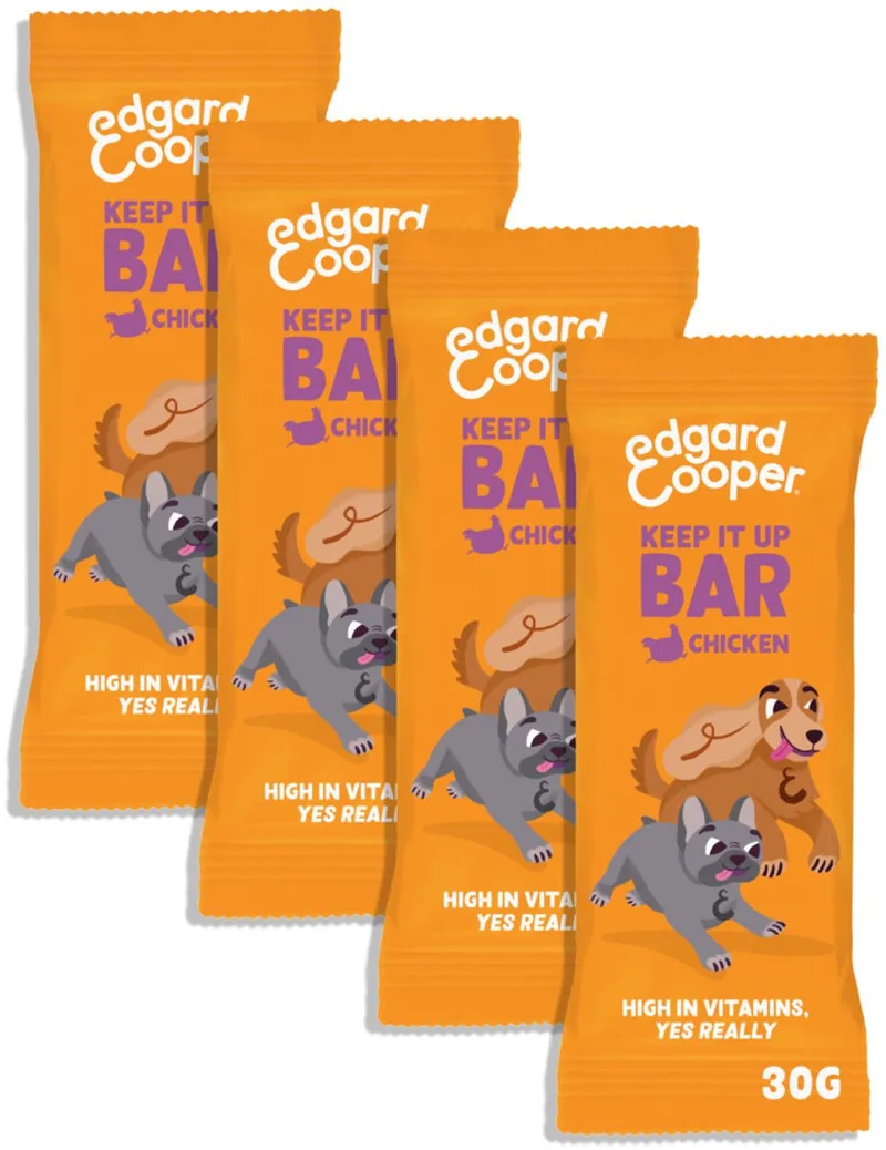 Edgard & Cooper 4x Hondensnack - Kip Keep It Up Bar (4 x 30g reep), Graanvrij, Eiwitrijk vers vlees, vol essentiële aminozuren voor gezonde binnenkant de Edgard & Cooper – photo produit