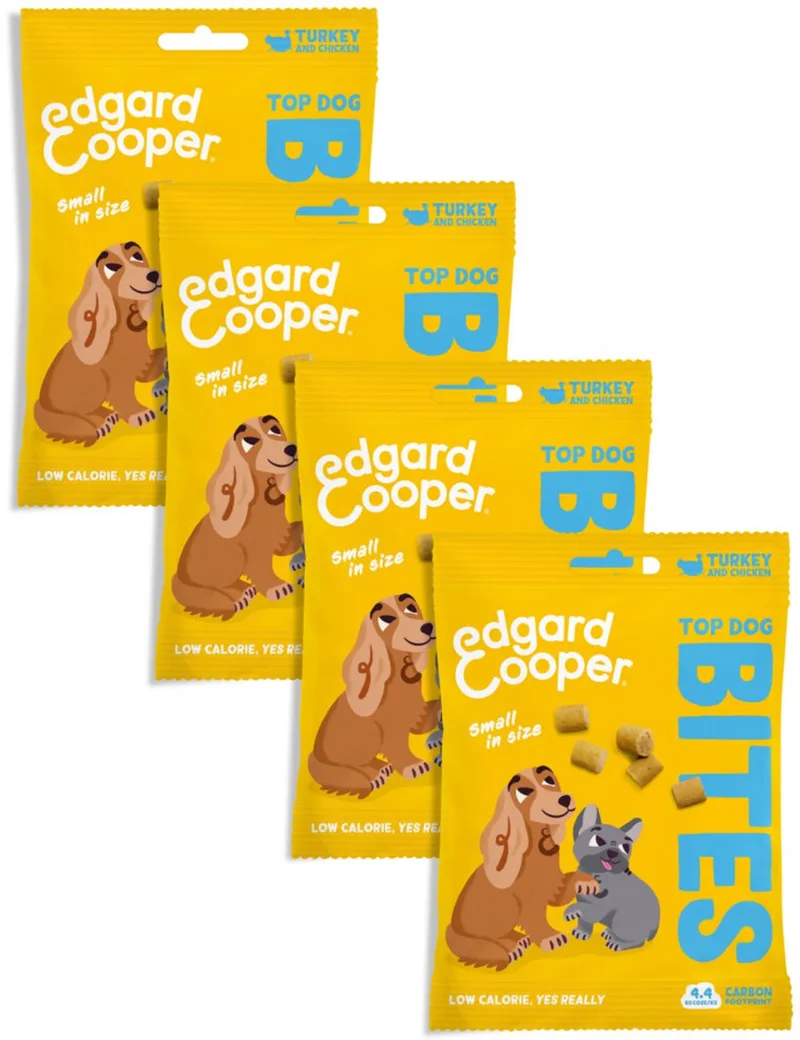 Edgard & Cooper 4x Natuurlijke Hondensnacks, Kalkoen Bites Small (4 x 50g), Graanvrije Beloningen, Vers Vlees, vol Essentiële Aminozuren voor een Gezonde Spijsvertering by Edgard & Cooper – product photo