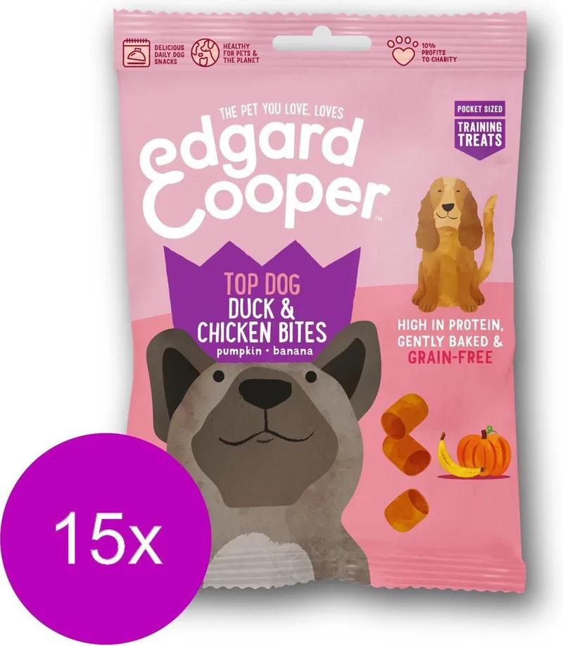 Eend & Kip Bites - Hondensnack - 15 x50g by Edgard & Cooper – product photo