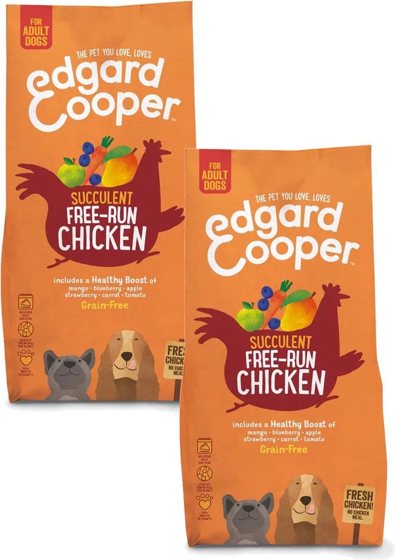 Free-Run Chicken Adult Kip&Mango&Bessen - Hondenvoer - 2 x 7 kg von Edgard & Cooper – Produktfoto