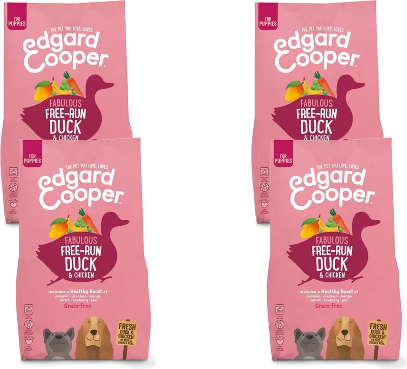 Free-Run Duck Puppy Eend&Kip&Banaan - Hondenvoer - 4 x 2.5 kg Graanvrij by Edgard & Cooper – product photo