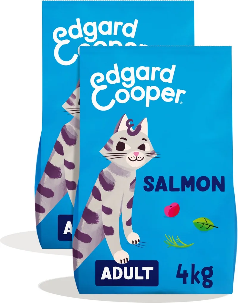 Graanvrij Droog Kattenvoer (2x Zalm 4kg), Vers Vis, Natuurlijke Kattenbrokjes voor Katten met Vers Vis, Eiwitrijk, Zonder Toegevoegde Suikers von Edgard & Cooper – Produktfoto