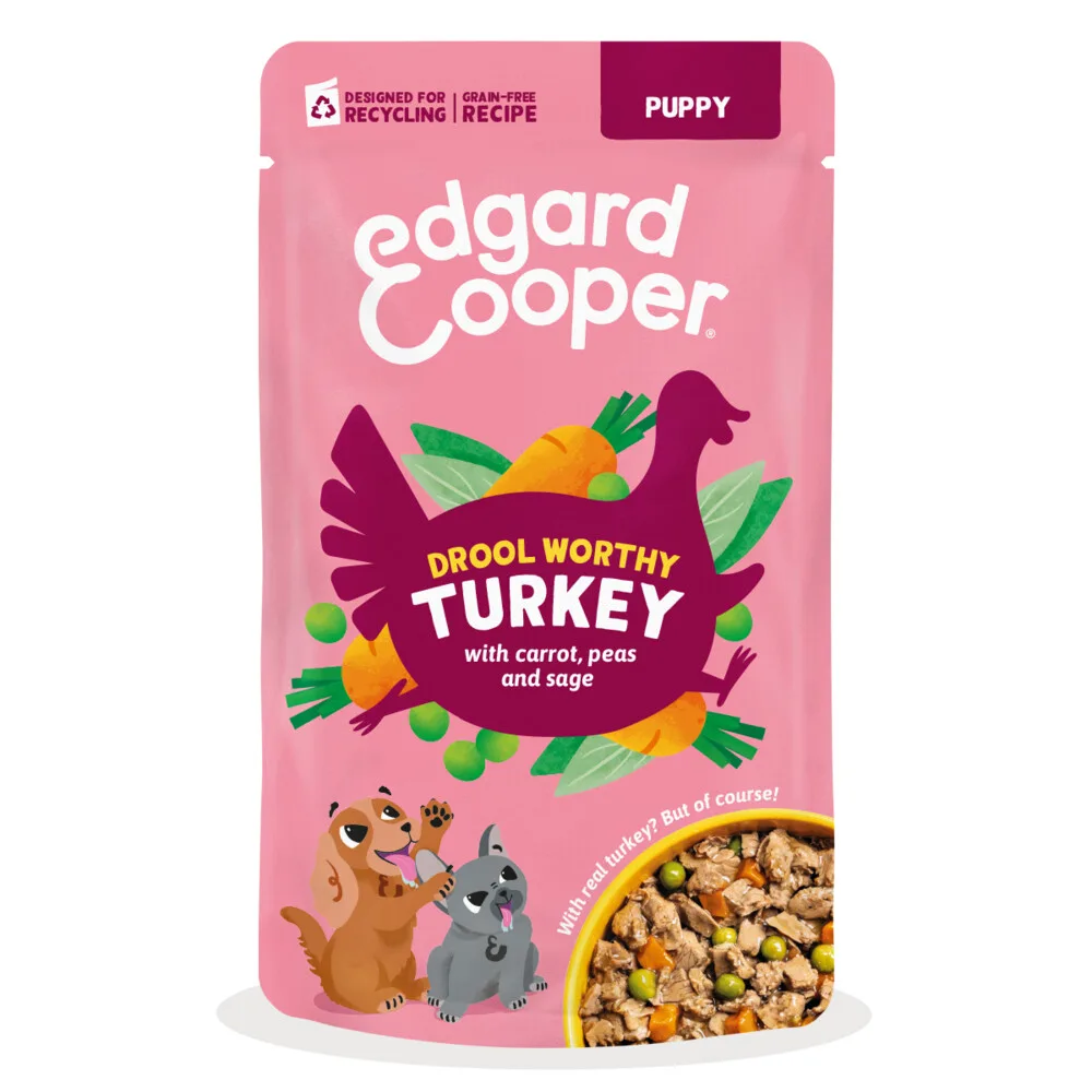 Hond Puppy Stew Pouch Kalkoen 150 gr van Edgard & Cooper – productfoto