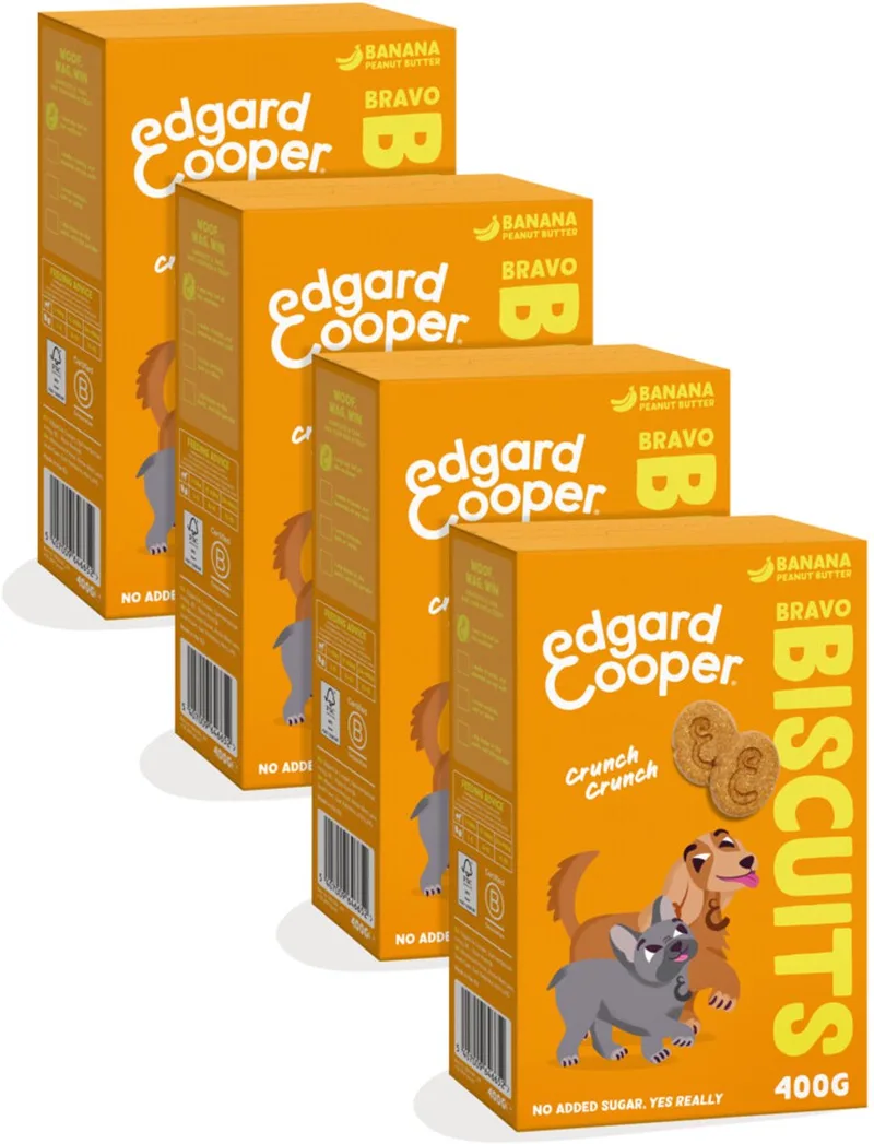 Hondensnacks (Banaan, 400g x 1), Bravo Koekjes, Hondenkoekjes, Kruidige Voeding, Fruit, Groenten en Kruiden, Echte Ingrediënten voor Honden de Edgard & Cooper – photo produit