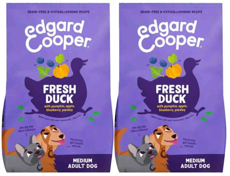 Hondenvoer Droog Adult Medium Eend - 2 x 2,5 kg - Voordeelverpakking de Edgard & Cooper – photo produit