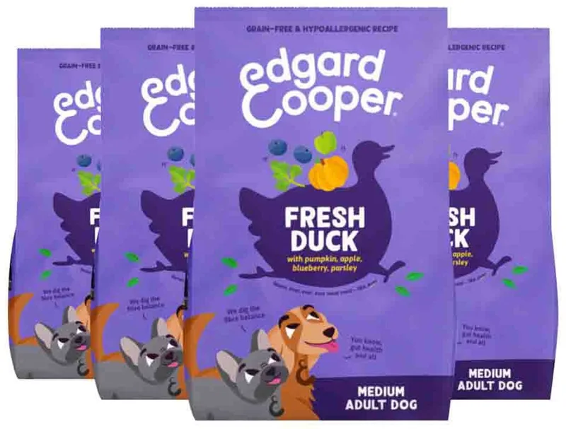 Hondenvoer Droog Adult Medium Eend - 4 x 2,5 kg - Voordeelverpakking de Edgard & Cooper – photo produit