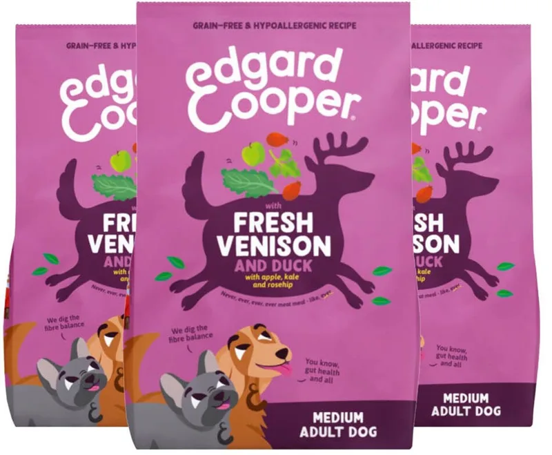 Hondenvoer Droog Hert & Eend Medium - 3 x 1 kg - Voordeelverpakking de Edgard & Cooper – photo produit