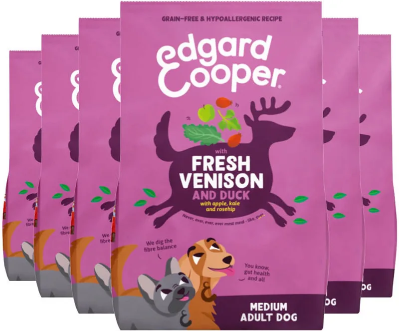 Hondenvoer Droog Hert & Eend Medium - 6 x 1 kg - Voordeelverpakking by Edgard & Cooper – product photo