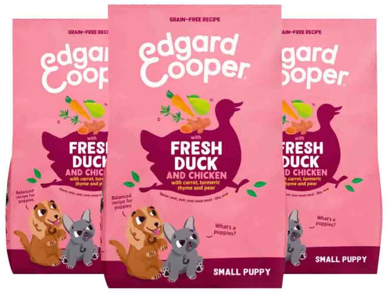 Hondenvoer Droog Puppy Small Eend&Kip - 3 x 3 kg - Voordeelverpakking de Edgard & Cooper – photo produit