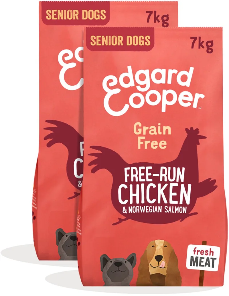 Hondenvoer Droog Scharrelkip - Noorse Zalm Senior - 2 x 7 kg - Voordeelverpakking von Edgard & Cooper – Produktfoto
