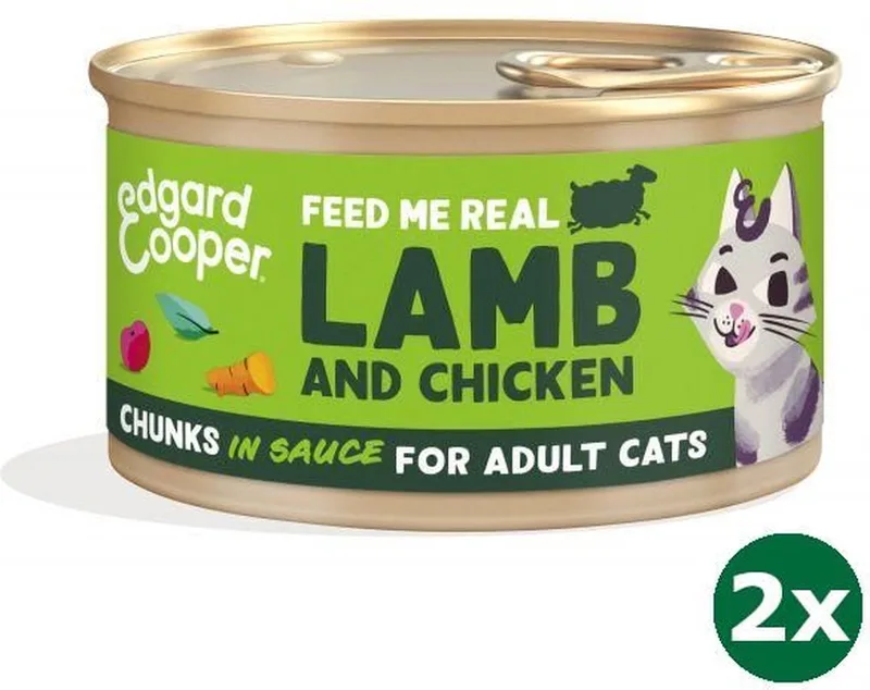 kat adult chunks lam / kip kattenvoer 2x 18x85 gr van Edgard & Cooper – productfoto