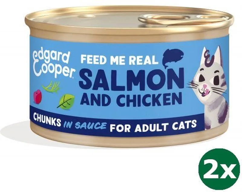 kat adult chunks zalm / kip kattenvoer 2x 18x85 gr van Edgard & Cooper – productfoto