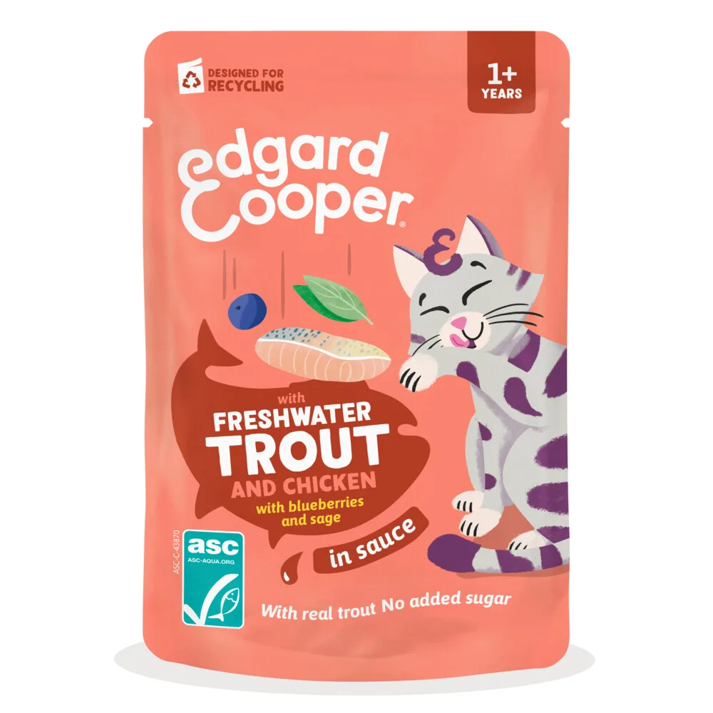 Kat Adult Saus Pouch Forel & Kip 85 gr de Edgard & Cooper – photo produit