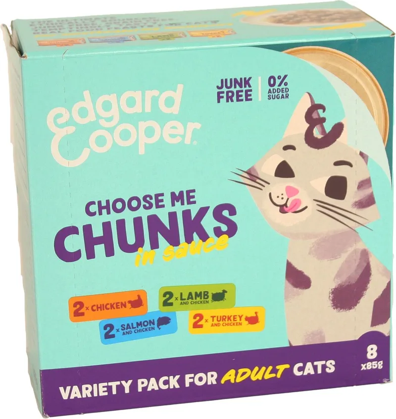 Kattenvoer Adult Multipack 8 x 85 gr de Edgard & Cooper – photo produit