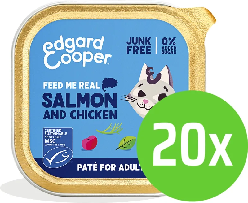 Kattenvoer Adult Pate Zalm - Kip 85 gram - 20 kuipjes by Edgard & Cooper – product photo