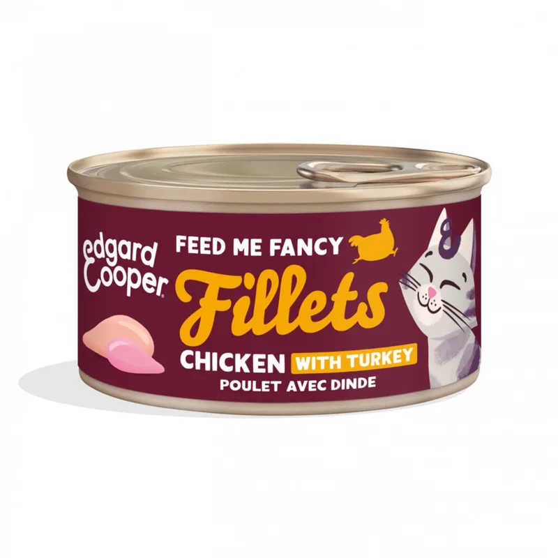 Kattenvoer Fillets Kip & Kalkoen - 24 x 70 gr - Voordeelverpakking fra Edgard & Cooper – produktbillede