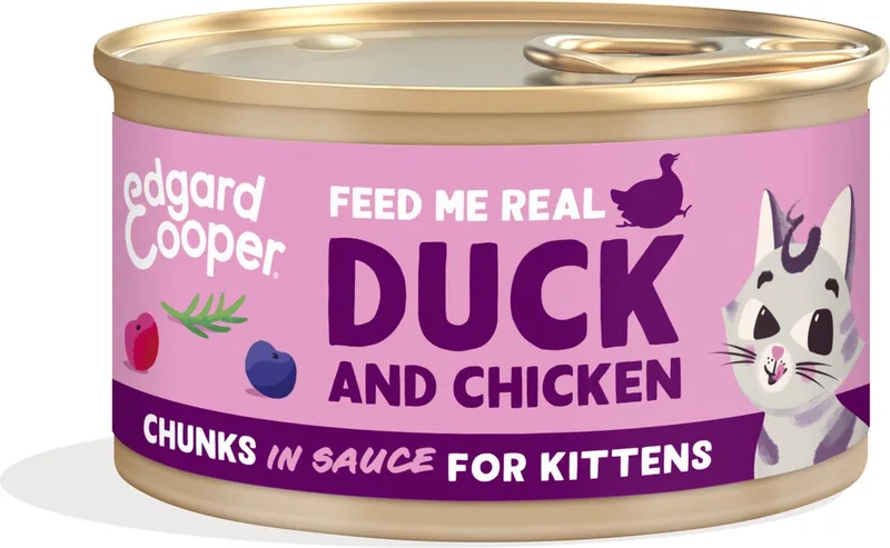 Kattenvoer Kitten Chunks Eend - Kip 85 gr van Edgard & Cooper – productfoto