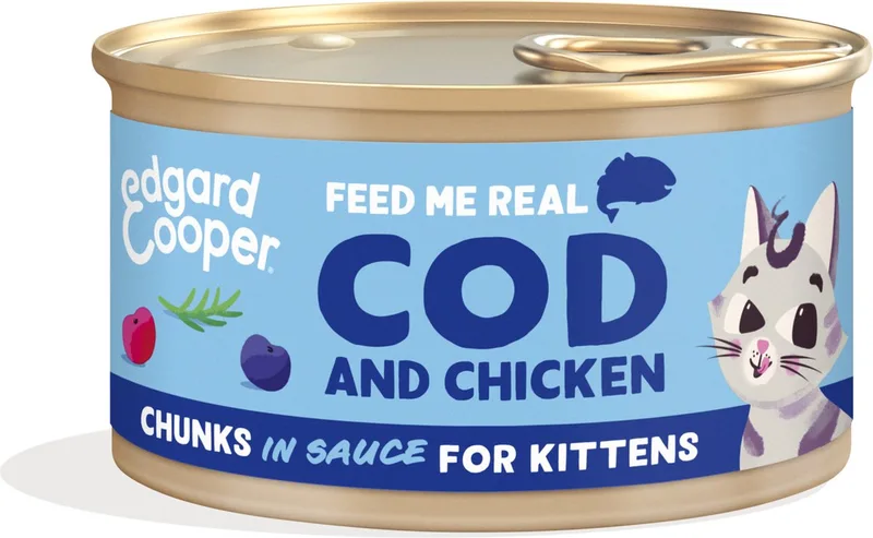 Kattenvoer Kitten Chunks Kabeljauw - Kip 85 gr by Edgard & Cooper – product photo