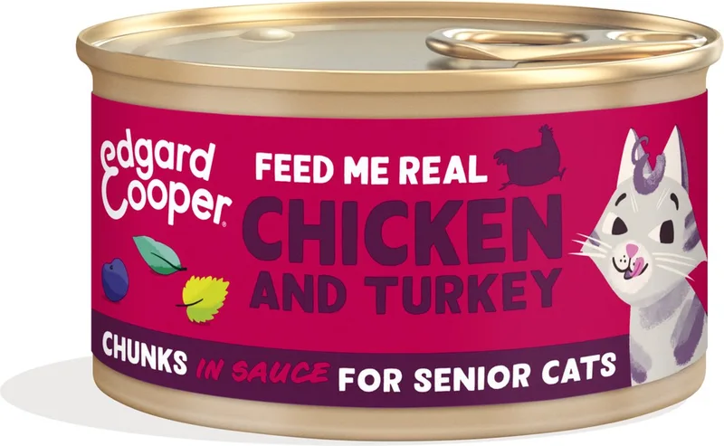 Kattenvoer Senior Chunks Kip - Kalkoen 85 gr by Edgard & Cooper – product photo