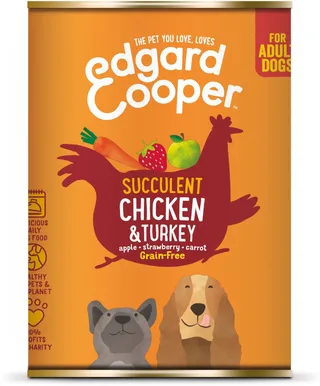 Kip & Kalkoen Blik - Voor volwassen honden - Hondenvoer - 400g by Edgard & Cooper – product photo 1 of 3