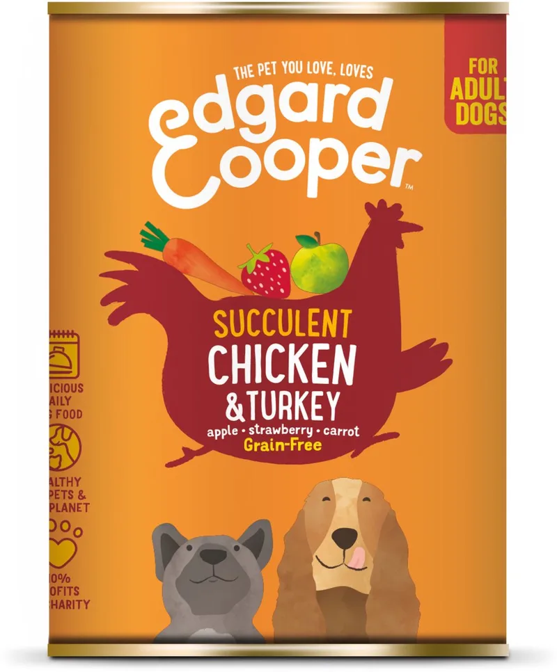 Kip & Kalkoen Blik - Voor volwassen honden - Hondenvoer - 400g by Edgard & Cooper – product photo 1 of 3
