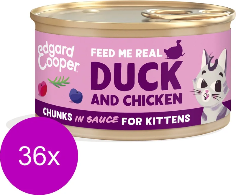 Kitten Chunks 85 g - Kattenvoer - 36 x Eend&Kip de Edgard & Cooper – photo produit