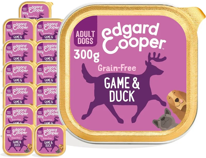 Kuipje Game Duck Adult - Hondenvoer - 18 x Wild Eend Veenbes 300 g Graanvrij by Edgard & Cooper – product photo