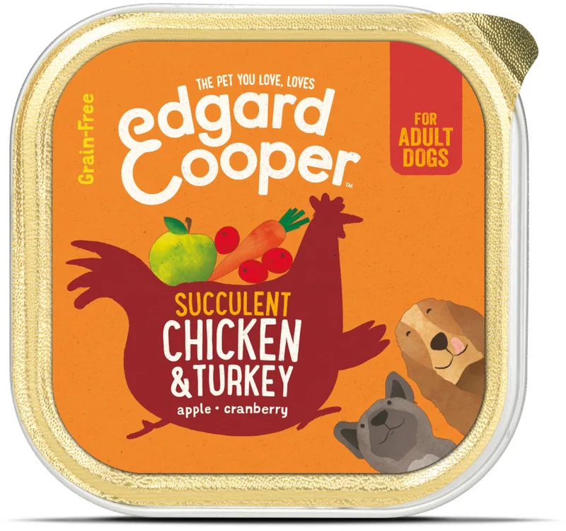 Kuipje Honden Natvoer Hondenvoer Kip - Kalkoen 150 gr de Edgard & Cooper – photo produit