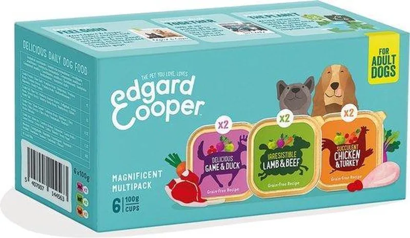 Kuipjes Multipack Adult Chicken Game Lamb - Hondenvoer - 24 x Kip Wild Lam 6x100 g by Edgard & Cooper – product photo