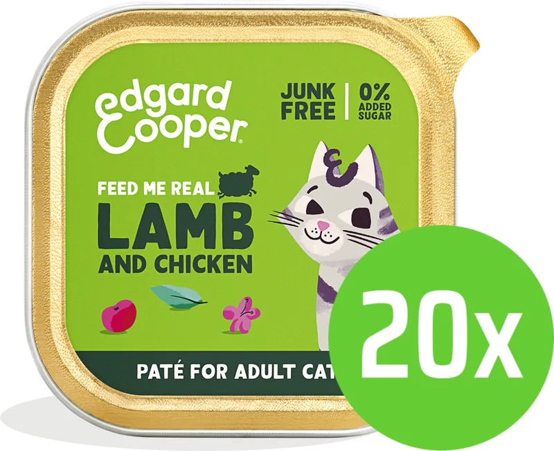 Lam & Kip paté - Natvoer voor katten - 85 gram - 20 kuipjes de Edgard & Cooper – photo produit