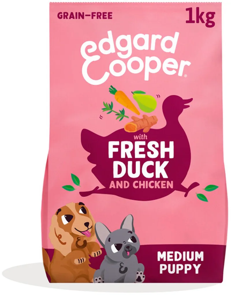 Medium Puppy - Hondenvoer - Eend Kip 1 kg by Edgard & Cooper – product photo