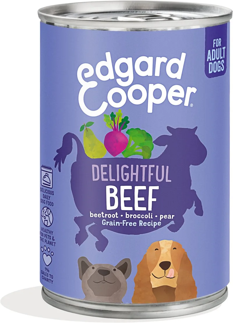 Natvoer in Blik voor Volwassen Honden met Rund 800g de Edgard & Cooper – photo produit