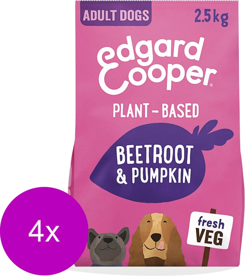 Plantbased Adult Rode Biet&Pompoen - Hondenvoer - 4 x 2.5 kg de Edgard & Cooper – photo produit