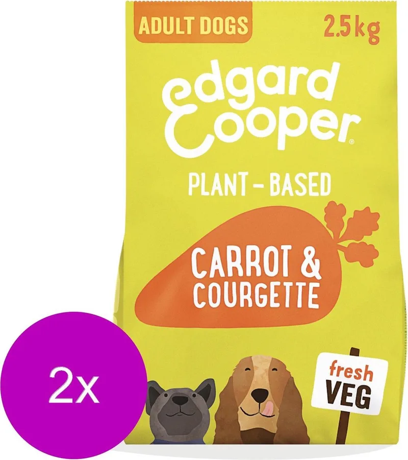 Plantbased Adult Wortel&Courgette - Hondenvoer - 2 x 2.5 kg de Edgard & Cooper – photo produit