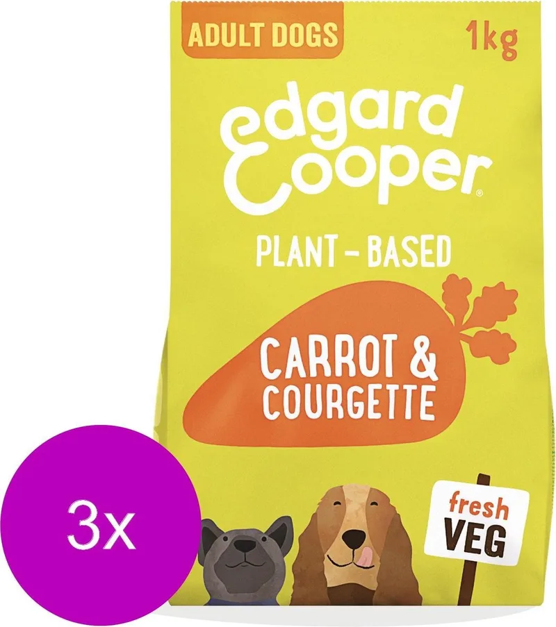 Plantbased Adult Wortel&Courgette - Hondenvoer - 3 x 1 kg de Edgard & Cooper – photo produit